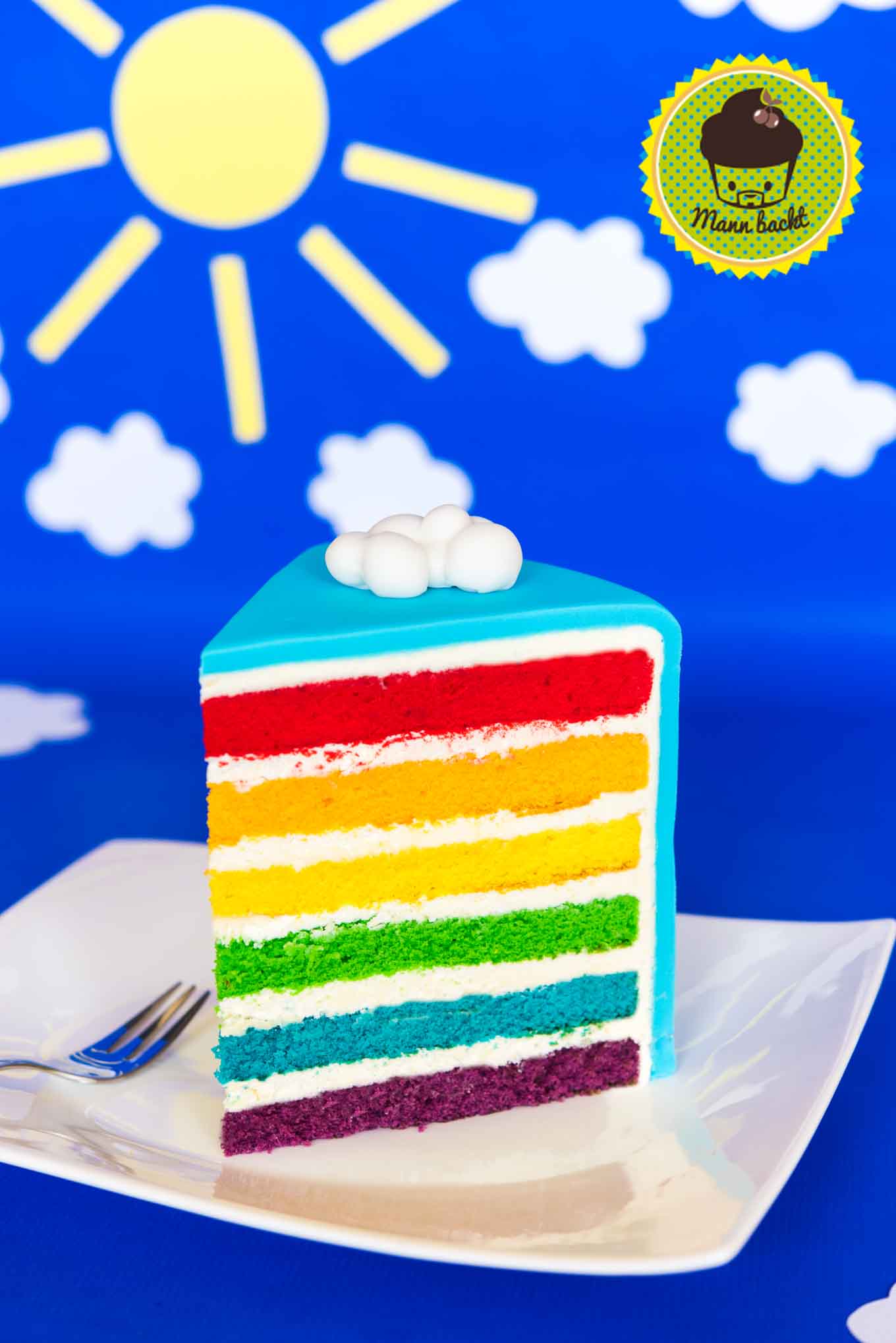 Rainbow Cake Regenbogen Kuchen Mann backt (1 von 2)