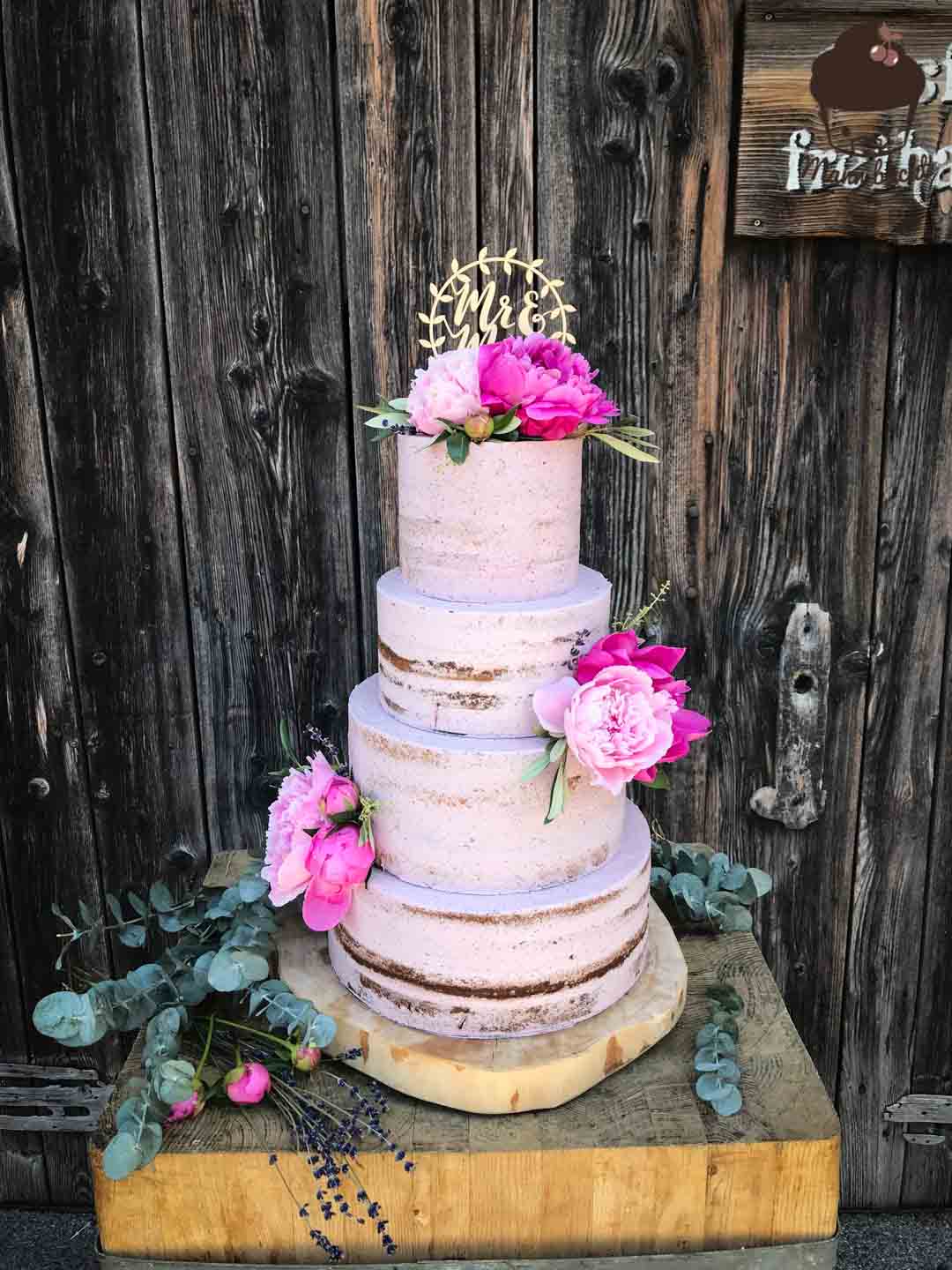Lavendel Naked Cake Hochzeitstorte